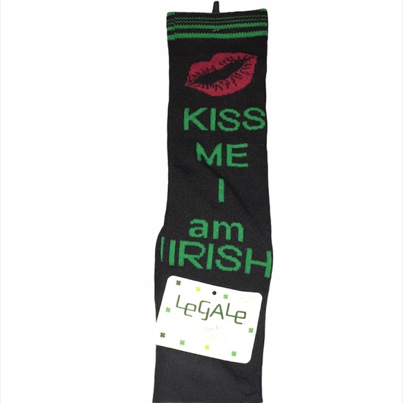 Legale Kiss Me I’m Irish Socks Black Green - Picture 5 of 5